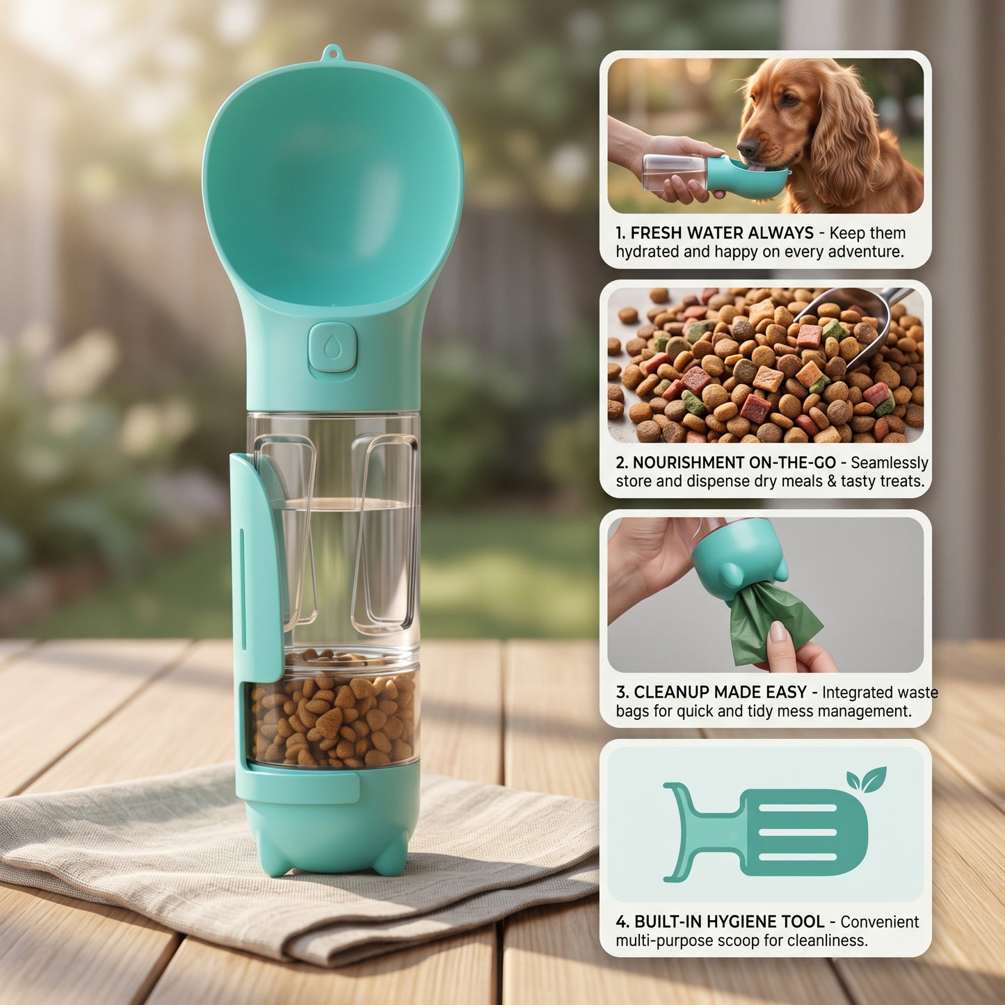 4 in 1 Portable Dog Water Bottle