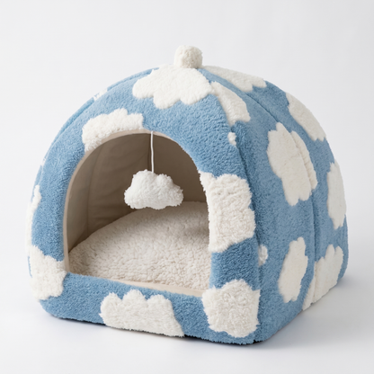 Flauschiges 2-in-1 Katzenbett Wolke