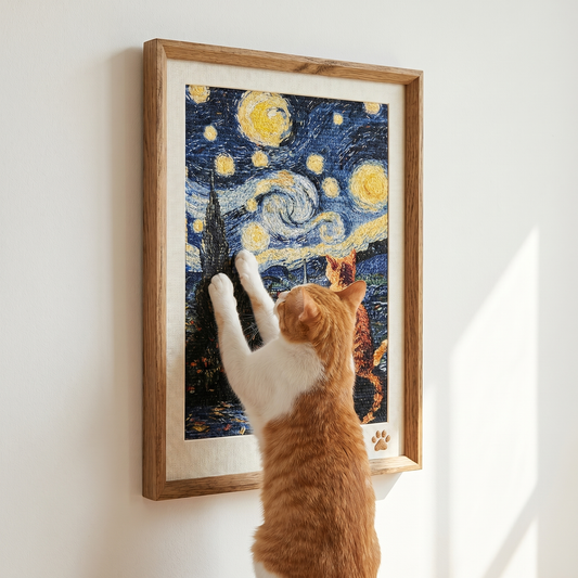 Kratzbild für Katzen – stilvolles Wandkratzbrett als Wanddeko