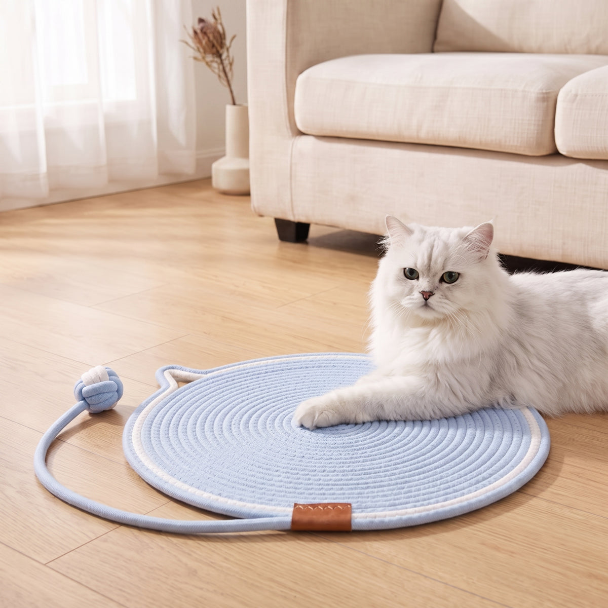 Interactive Cat Scratch Mat with Hanging Ball