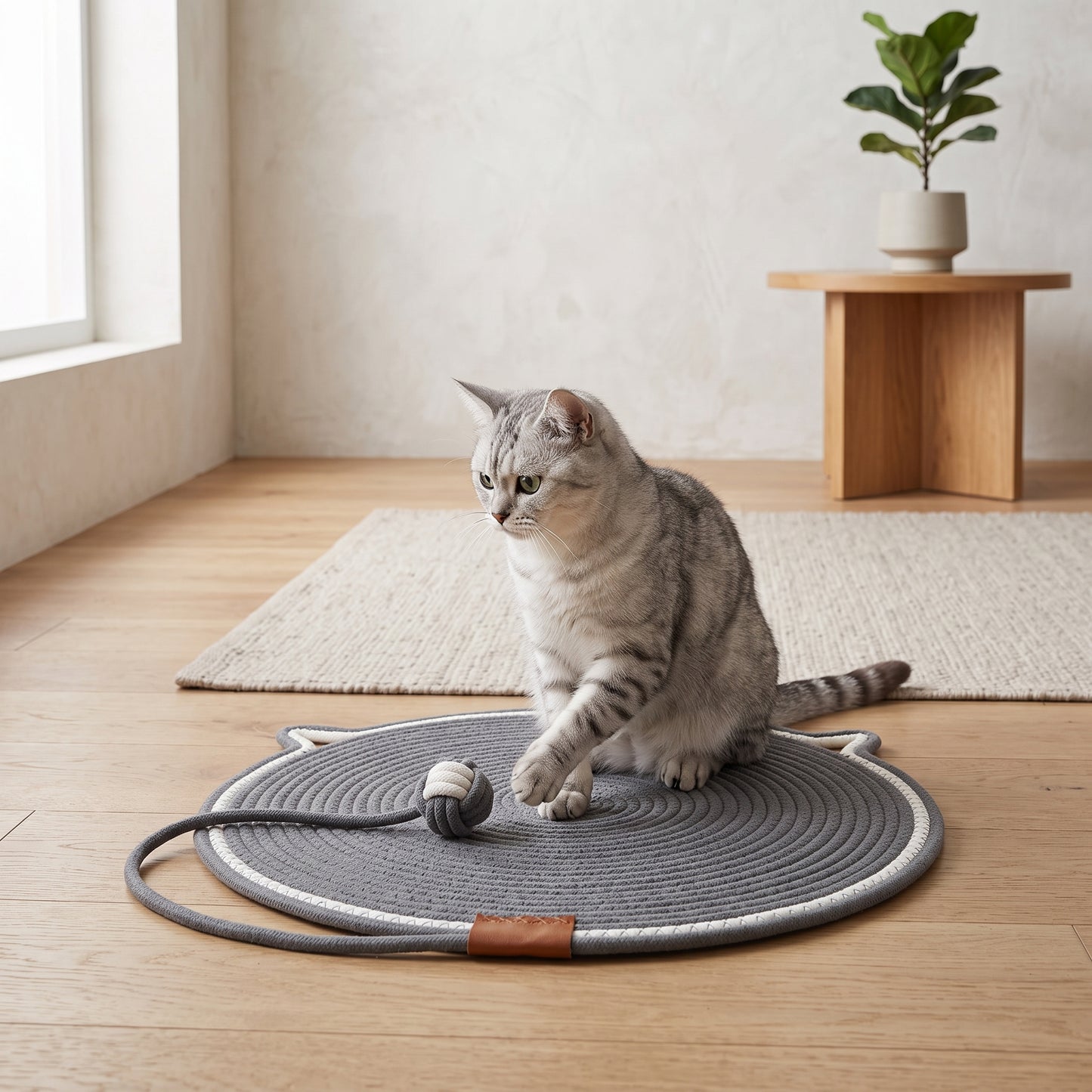 Interactive Cat Scratch Mat with Hanging Ball