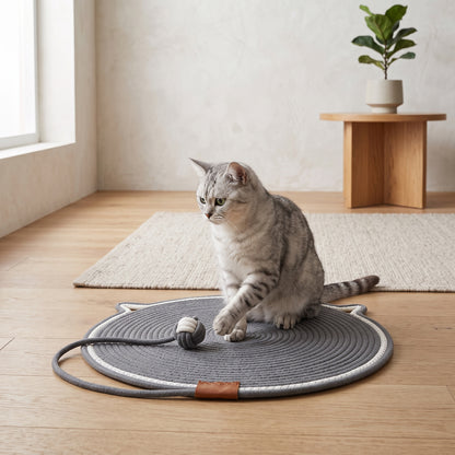 Interactive Cat Scratch Mat with Hanging Ball