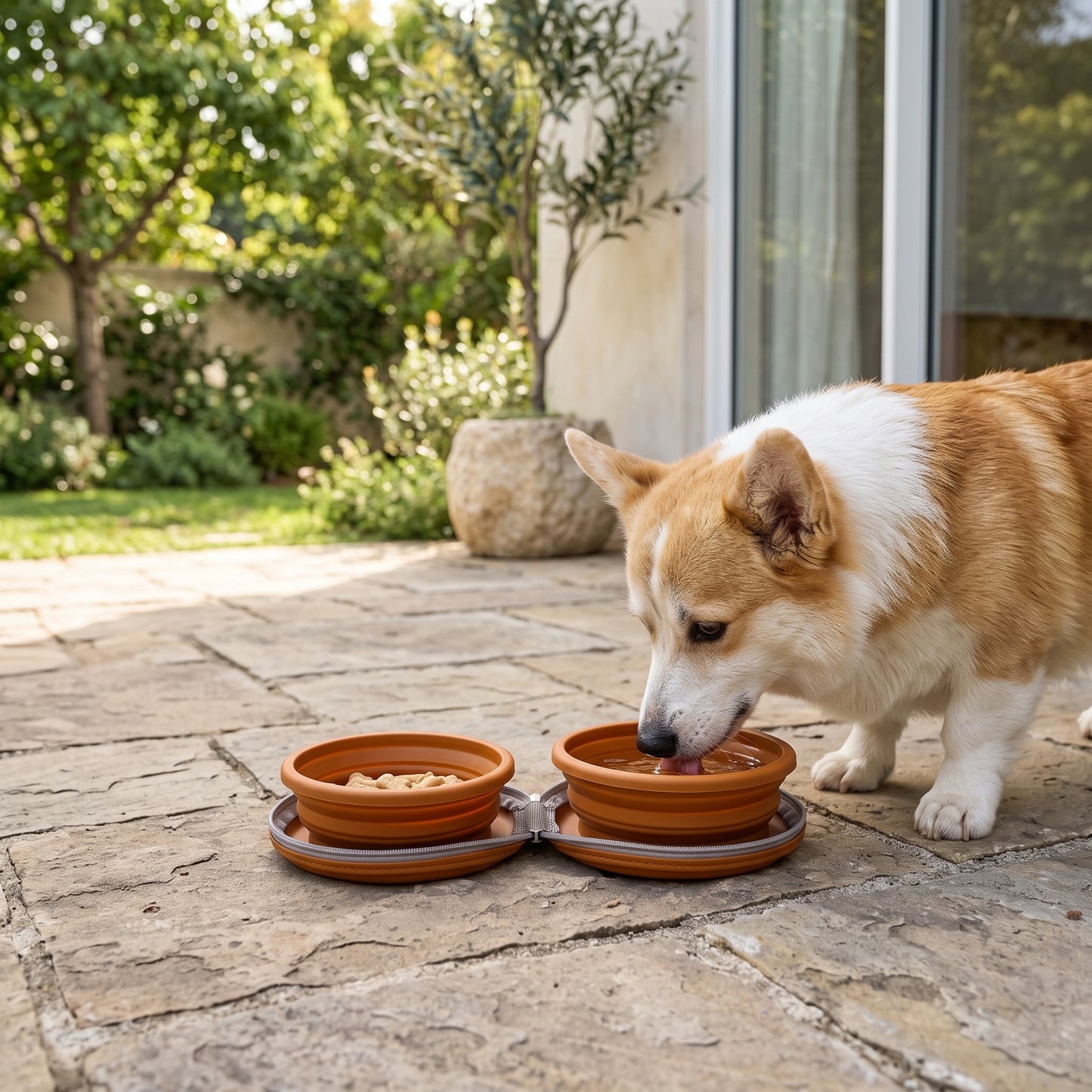 Portable Pet Food & Water Bowl