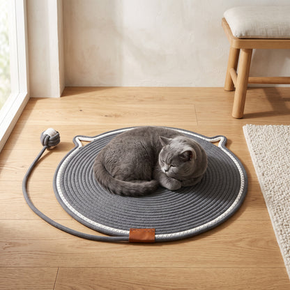 Interactive Cat Scratch Mat with Hanging Ball