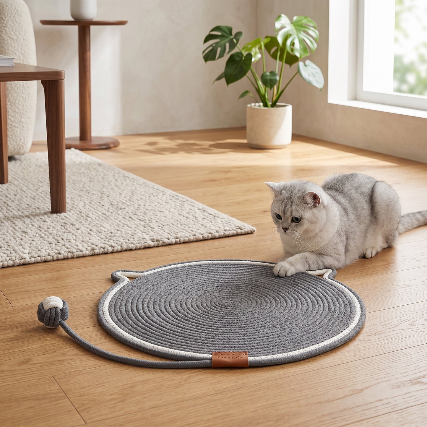 Interactive Cat Scratch Mat with Hanging Ball