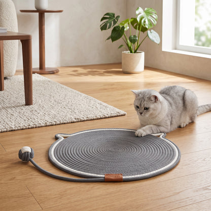 Interactive Cat Scratch Mat with Hanging Ball