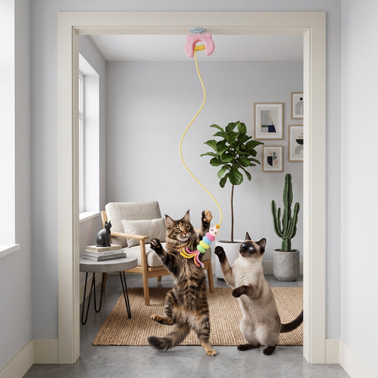 Automatic Hanging Cat Feather Toy for Indoor Cats