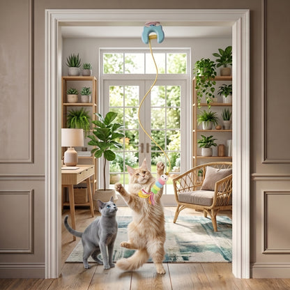 Automatic Hanging Cat Feather Toy for Indoor Cats