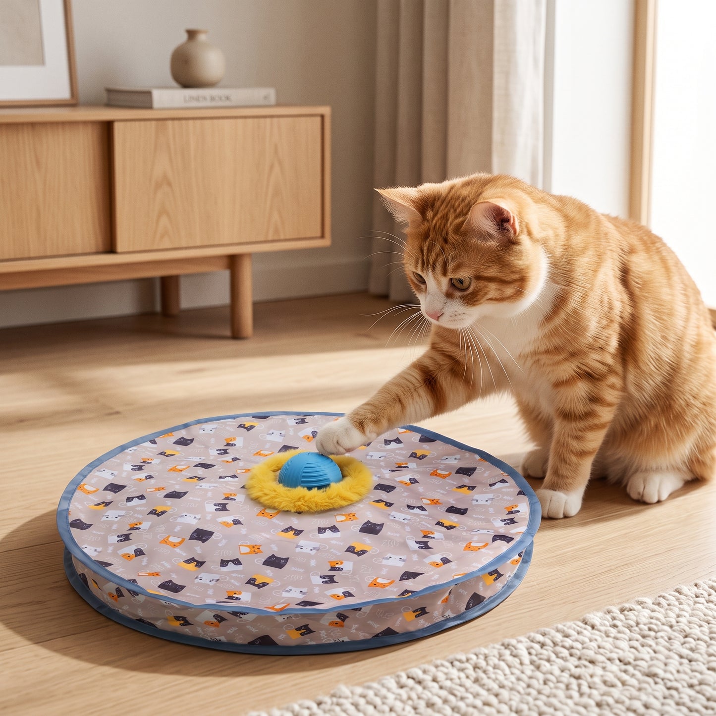 Rechargeable Interactive Cat Toy with Feather Teaser