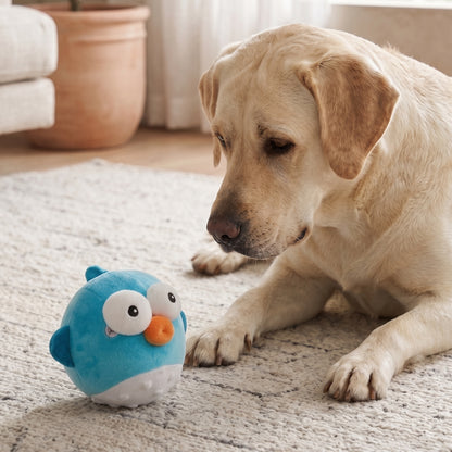 Rechargeable Interactive Plush Dog Toy with Bouncing Ball