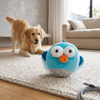 Rechargeable Interactive Plush Dog Toy with Bouncing Ball