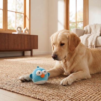Rechargeable Interactive Plush Dog Toy with Bouncing Ball