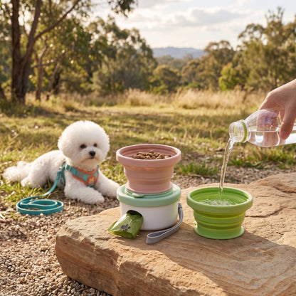 3 in 1 Collapsible Silicone Pet Travel Bowl Set