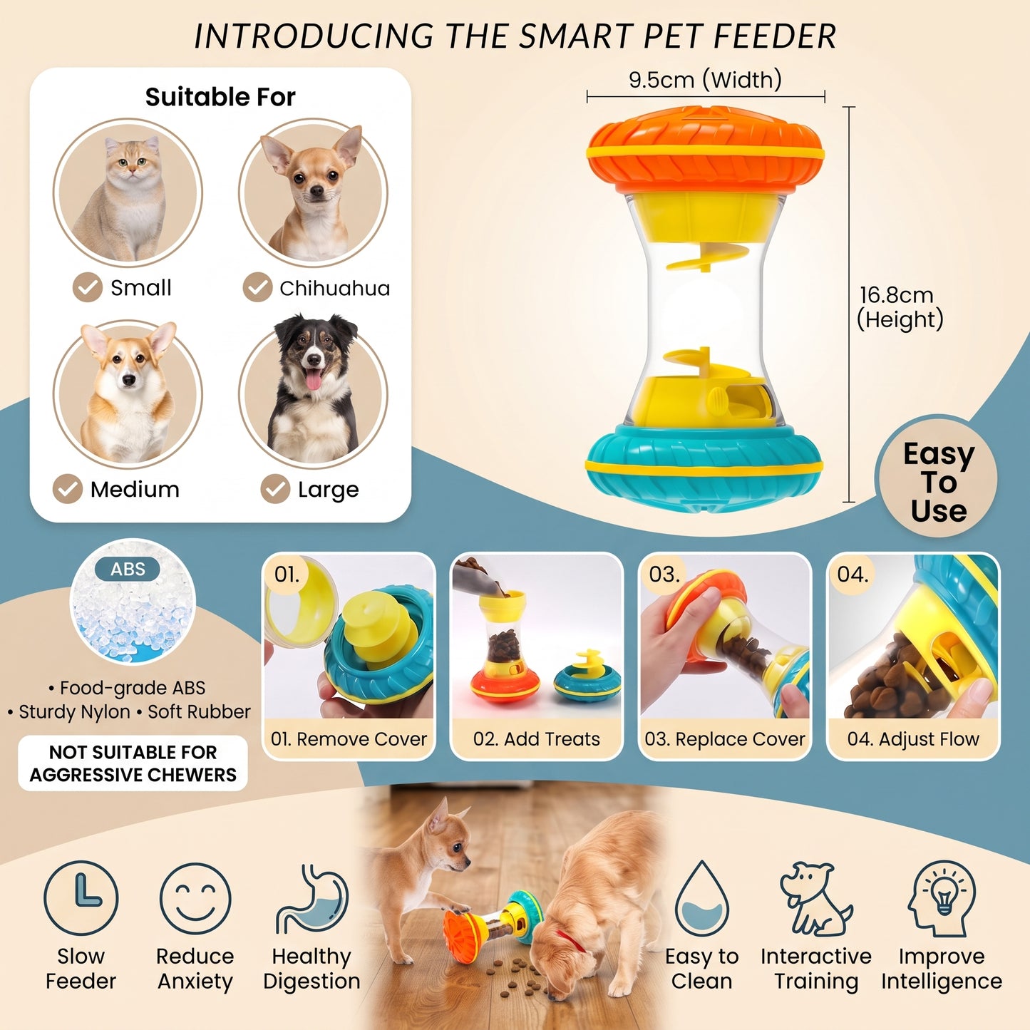 Interactive Rolling Dog Treat Dispenser Toy