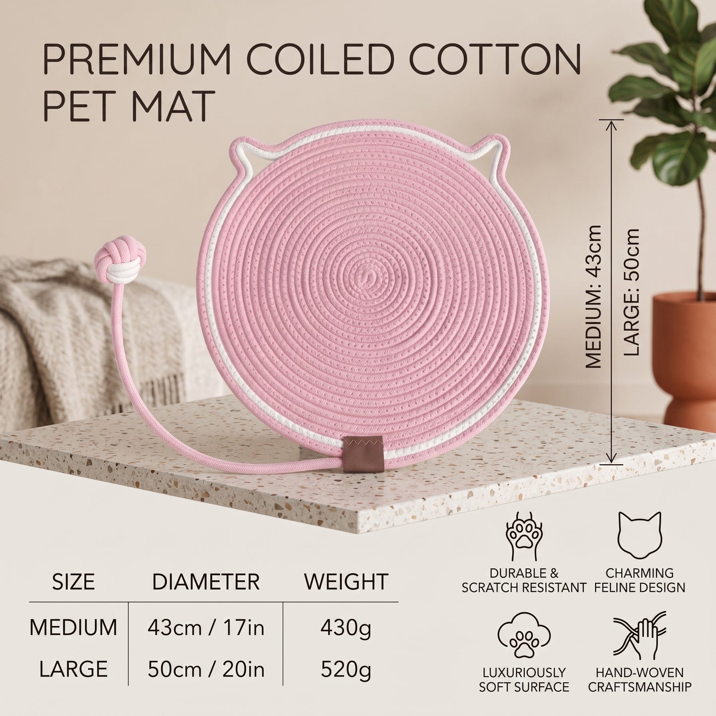 Interactive Cat Scratch Mat with Hanging Ball
