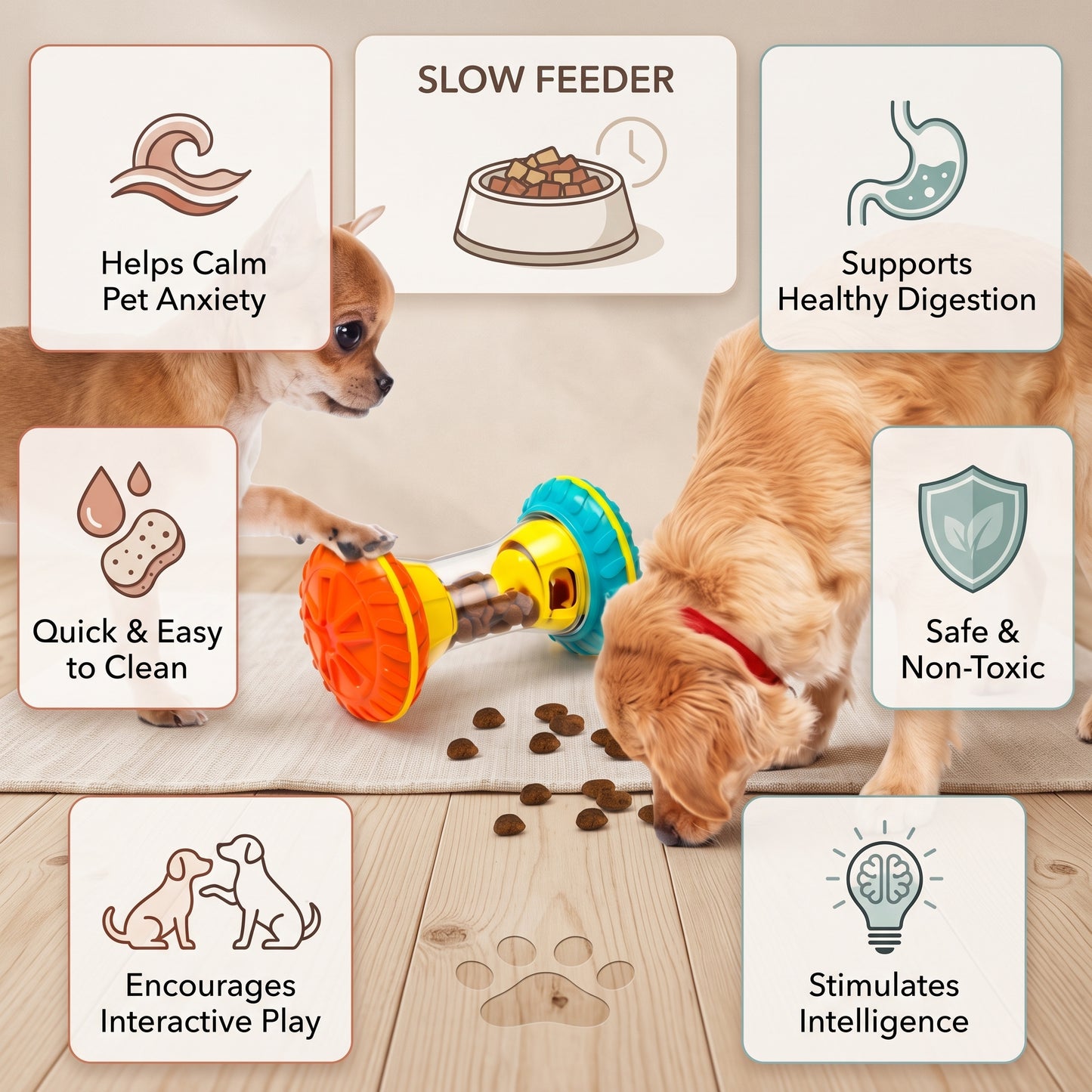 Interactive Rolling Dog Treat Dispenser Toy
