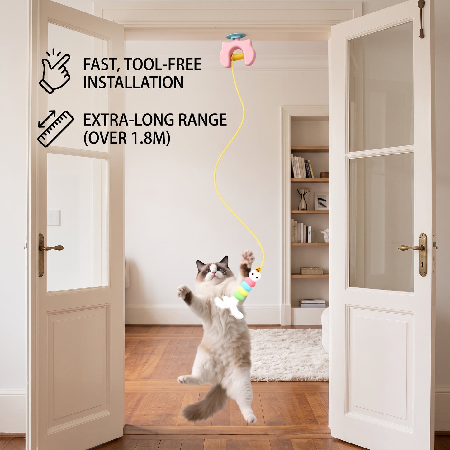 Automatic Hanging Cat Feather Toy for Indoor Cats