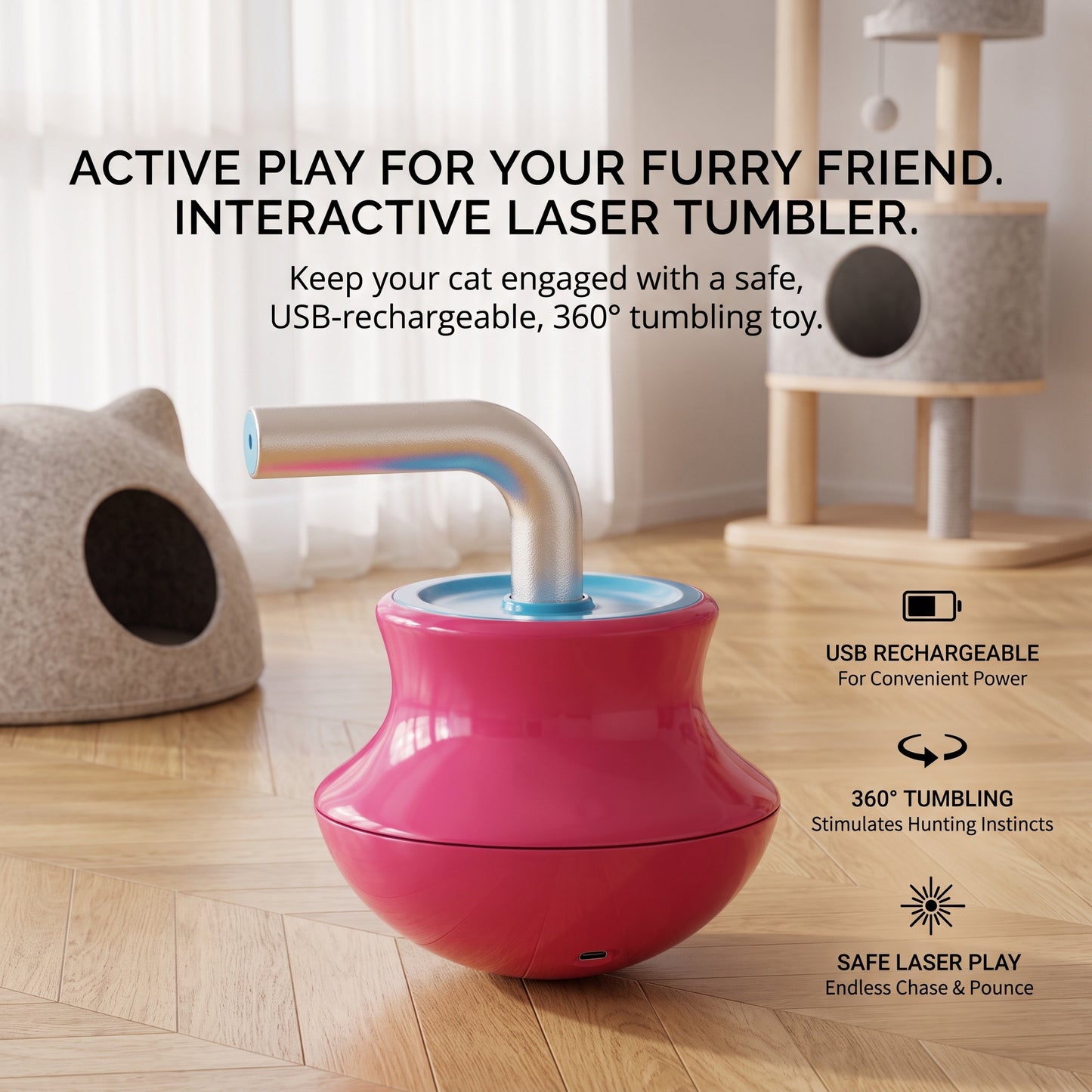 Automatic Roly-Poly Laser Cat Toy for Indoor Cats