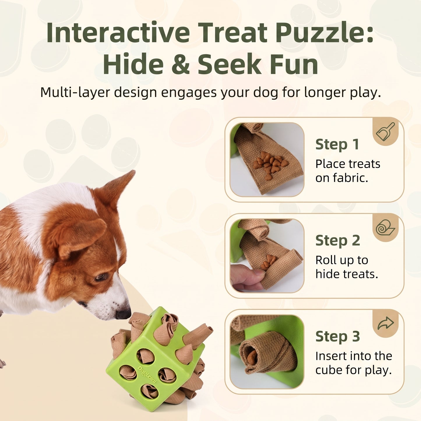 Interactive Dog Treat Puzzle Cube