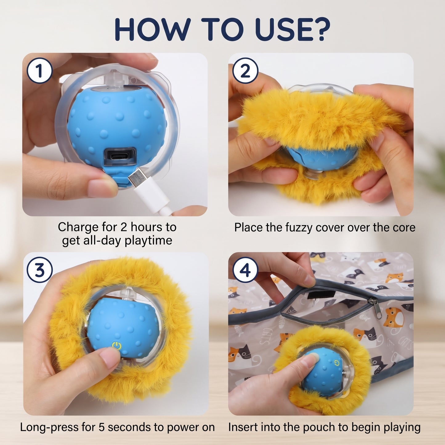 Rechargeable Interactive Cat Toy with Feather Teaser