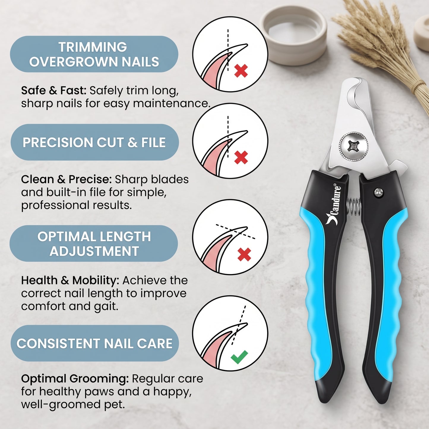 Professional Pet Nail Clippers with Safety Guard & Nail File
