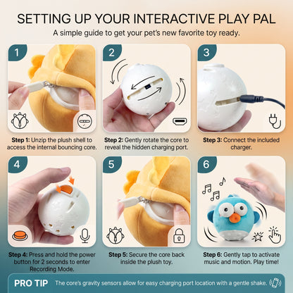Rechargeable Interactive Plush Dog Toy with Bouncing Ball