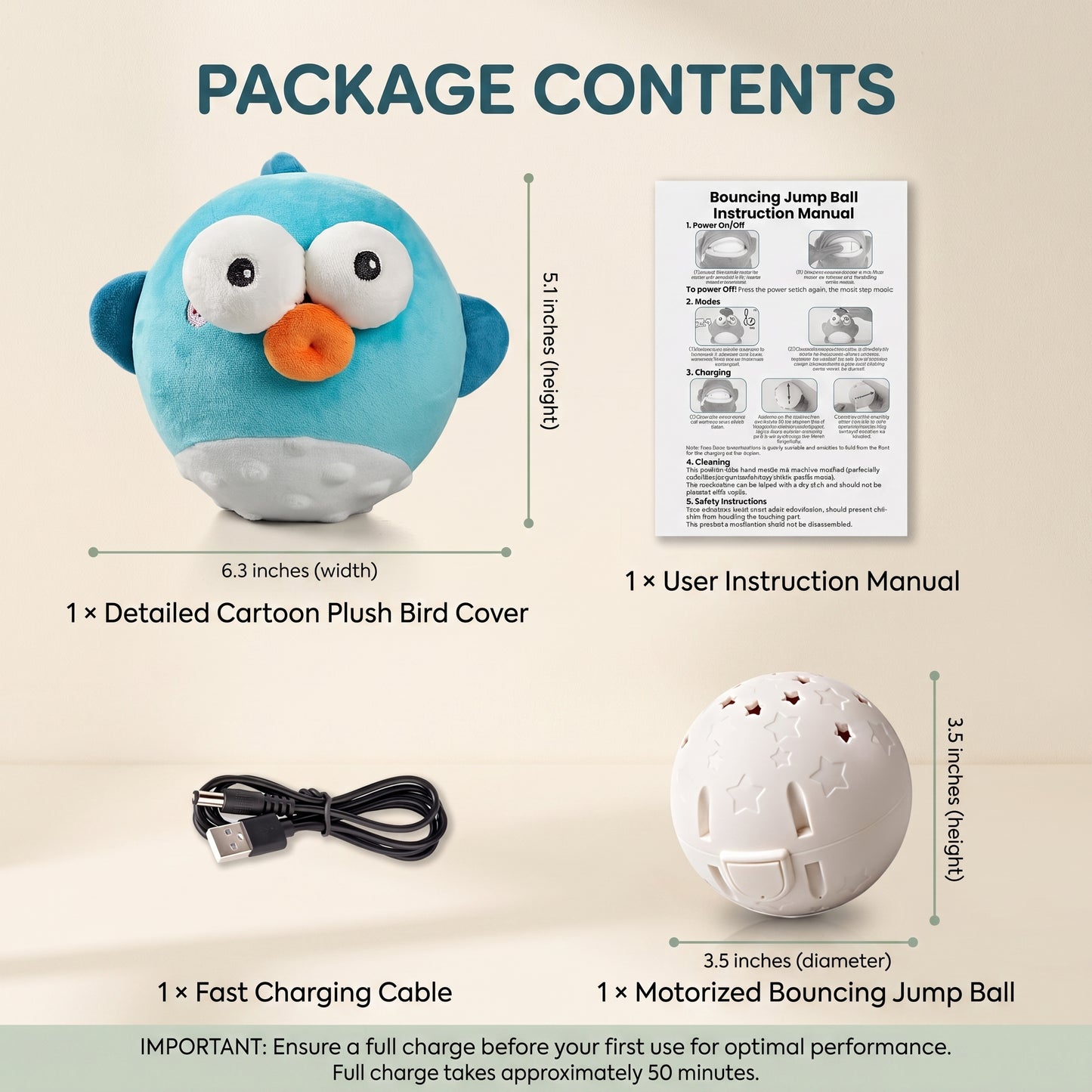 Rechargeable Interactive Plush Dog Toy with Bouncing Ball