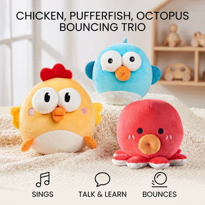 Rechargeable Interactive Plush Dog Toy with Bouncing Ball