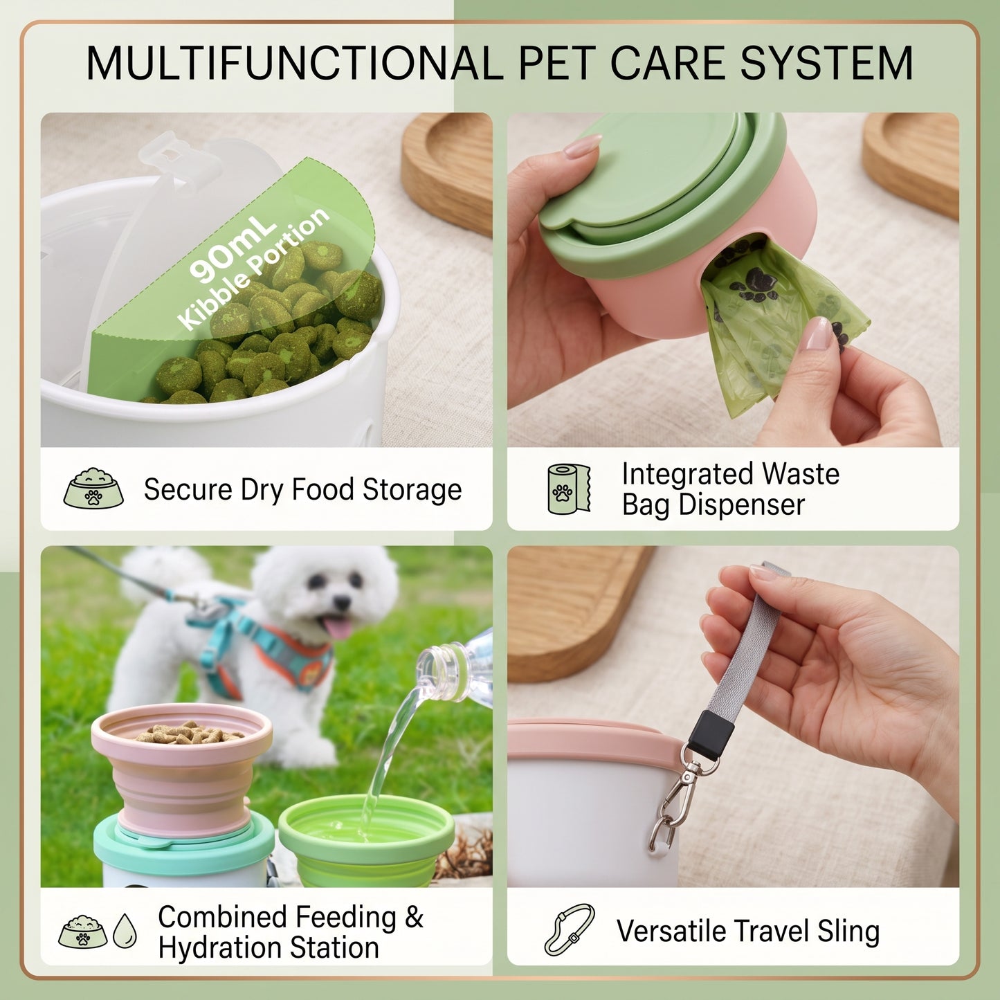 3 in 1 Collapsible Silicone Pet Travel Bowl Set