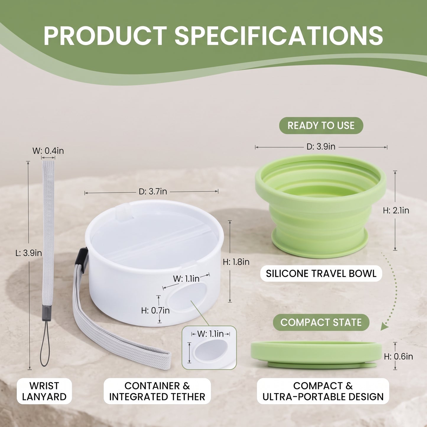 3 in 1 Collapsible Silicone Pet Travel Bowl Set
