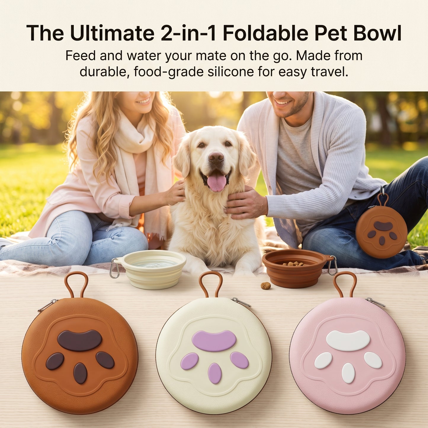 Portable Pet Food & Water Bowl
