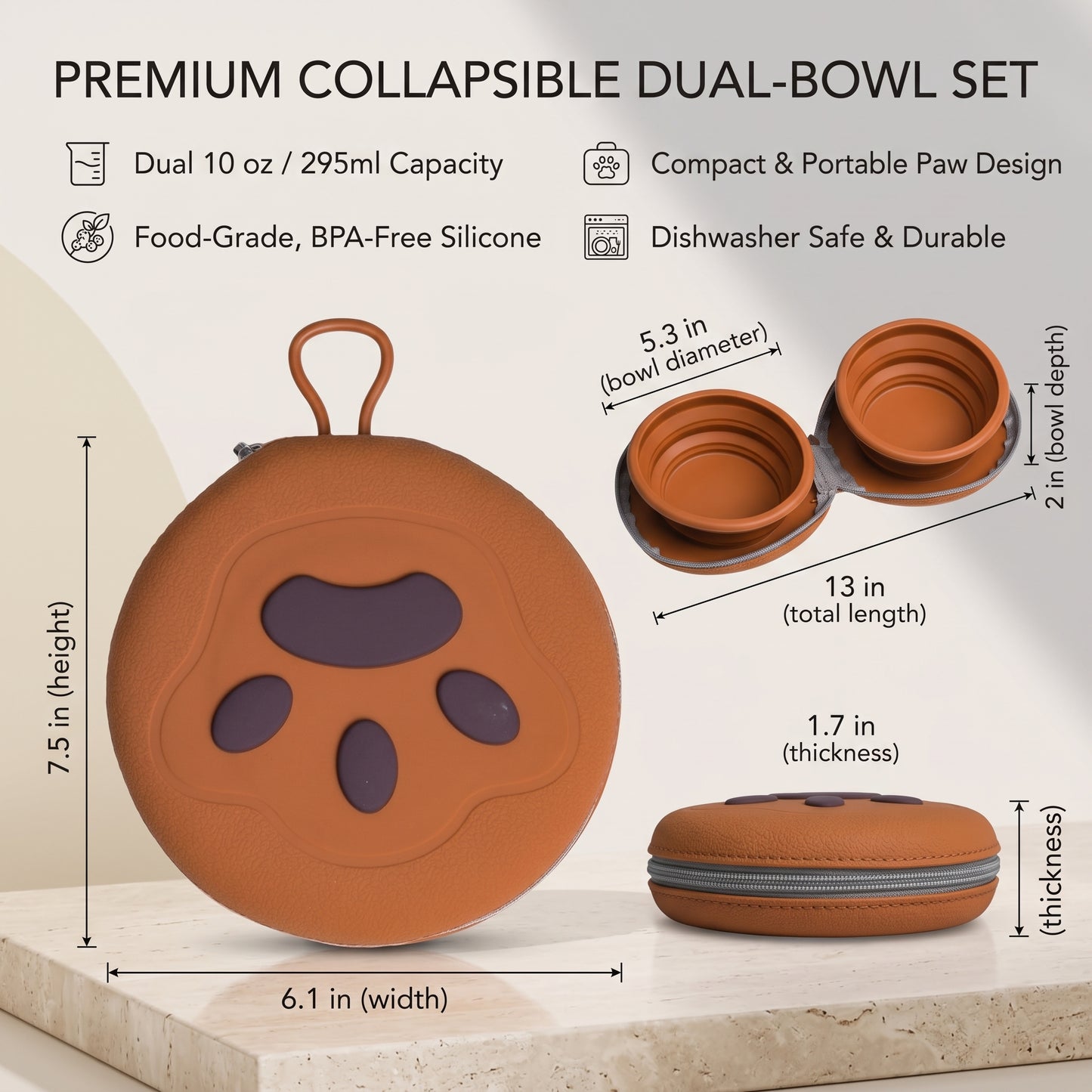 Portable Pet Food & Water Bowl