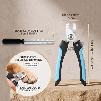 Professional Pet Nail Clippers with Safety Guard & Nail File