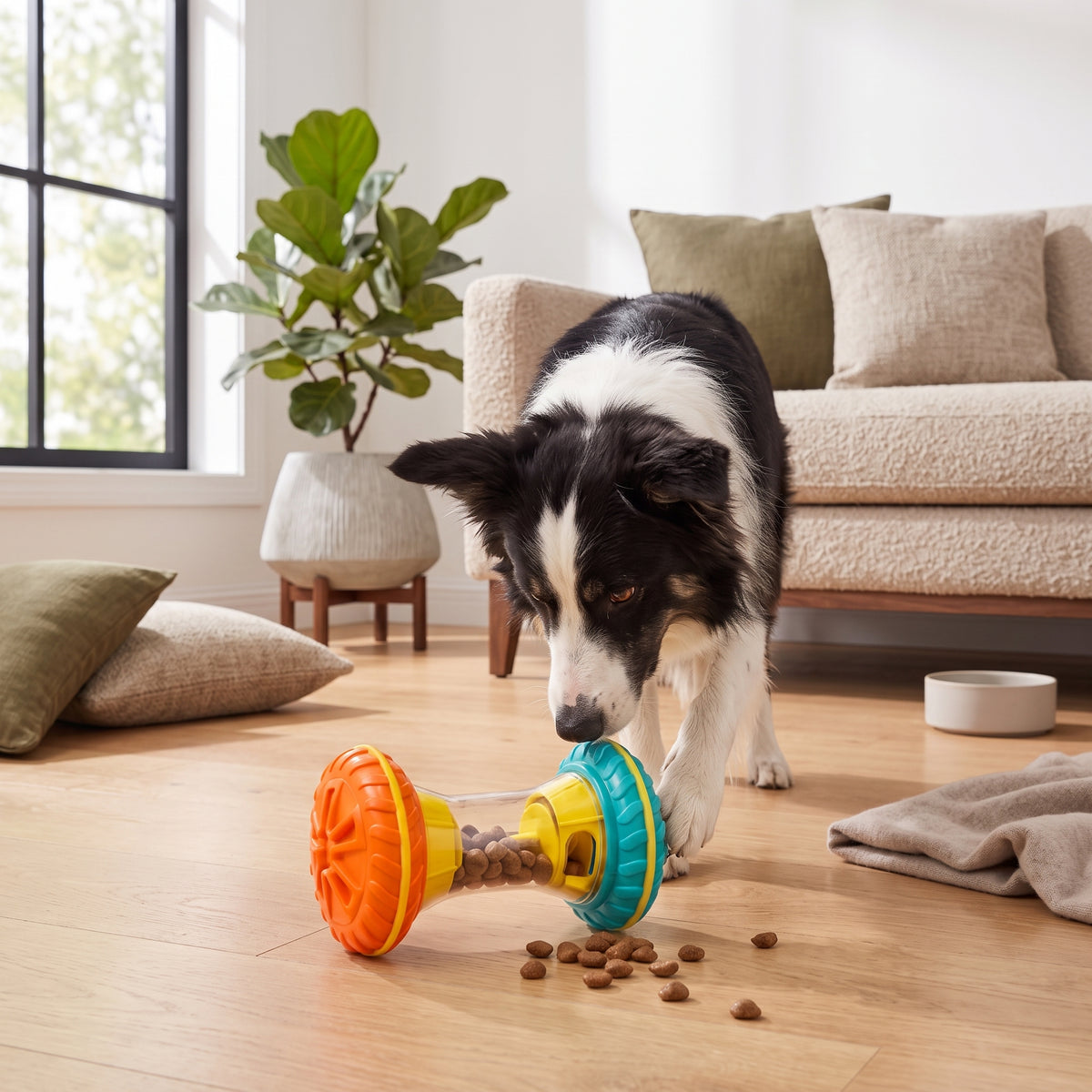 Interactive Rolling Dog Treat Dispenser Toy