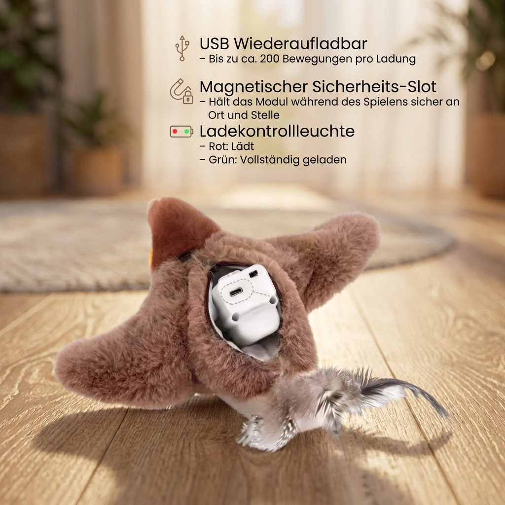 Interaktives Katzenspielzeug Vogel – mit Bewegung & Sound