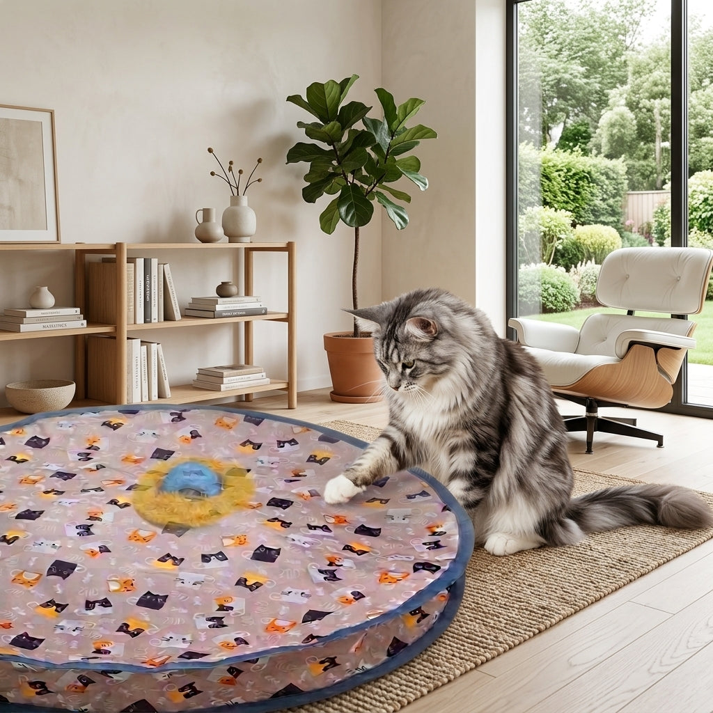 Rechargeable Interactive Cat Toy with Feather Teaser