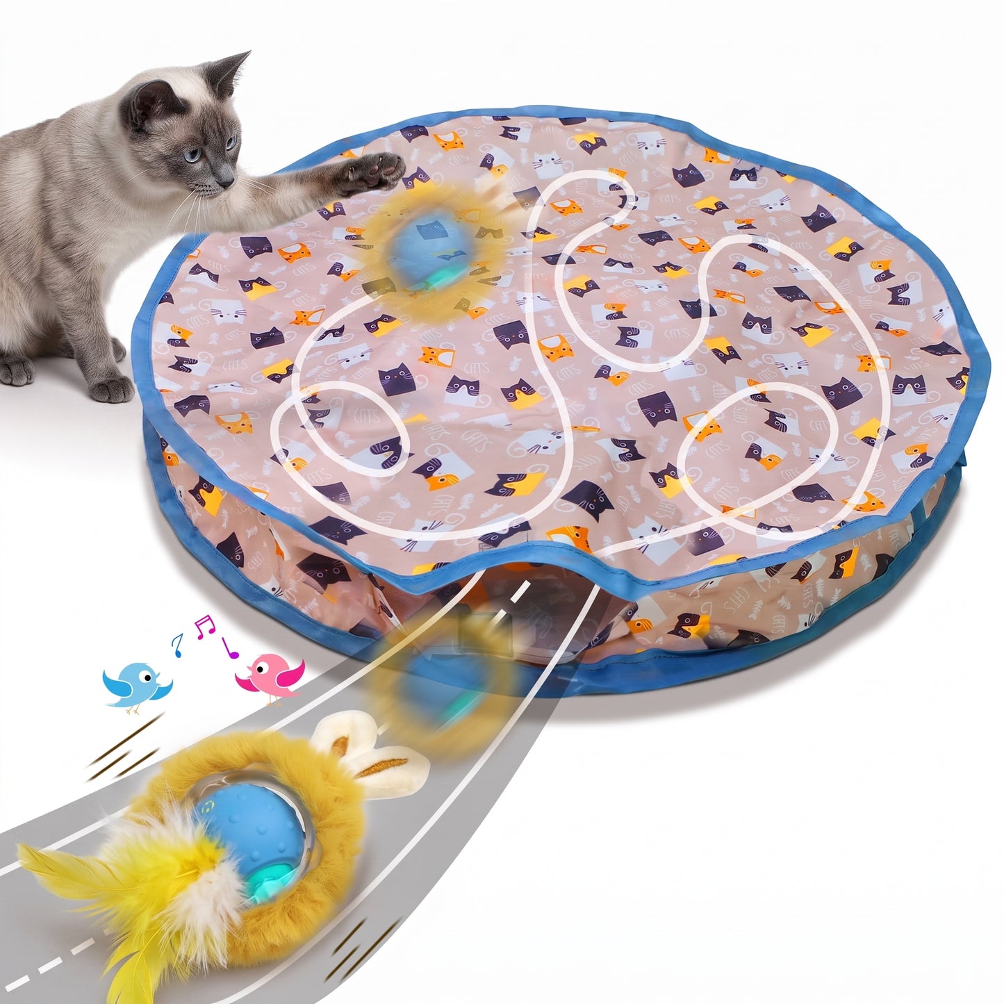 Rechargeable Interactive Cat Toy with Feather Teaser