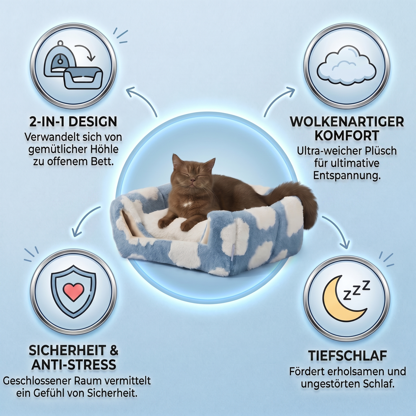 Flauschiges 2-in-1 Katzenbett Wolke