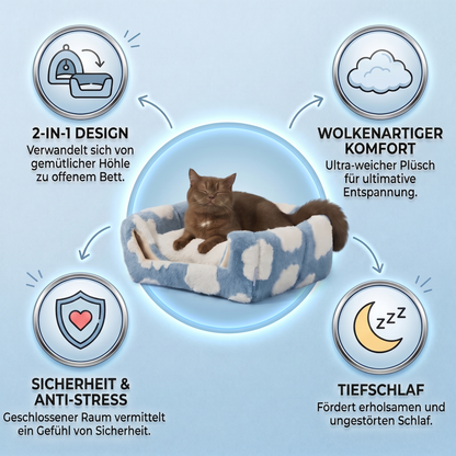 Flauschiges 2-in-1 Katzenbett Wolke