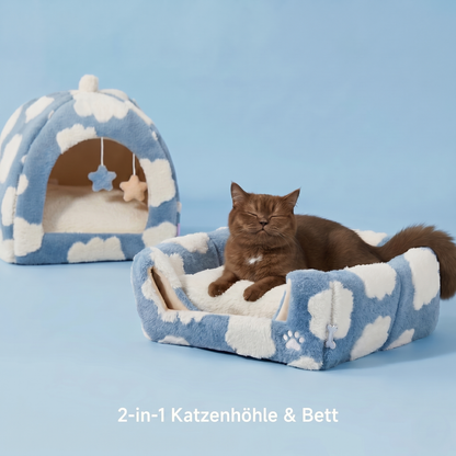 Flauschiges 2-in-1 Katzenbett Wolke