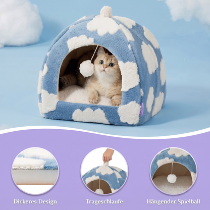 Flauschiges 2-in-1 Katzenbett Wolke